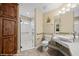 Bathroom featuring accessible features and a walk-in shower at 870 Santa Maria Way, Mesquite, NV 89027
