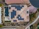 Stunning aerial view of property showcasing solar panels, pool, patio, and landscaped backyard at 12118 La Carta Ct, Las Vegas, NV 89138