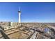 Wide aerial view of the STRAT Hotel and surrounding Las Vegas area at 200 W Sahara Ave # 2108, Las Vegas, NV 89102