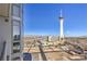 Stunning city view showcasing The Strat Hotel and Casino tower against a clear blue sky at 200 W Sahara Ave # 2108, Las Vegas, NV 89102