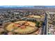 Aerial view showcasing proximity to neighborhood baseball fields and community at 3716 N Torrey Pines Dr, Las Vegas, NV 89108