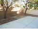 Backyard featuring a concrete patio, rock landscaping, block wall, and trees at 5490 Floating Flower Ave, Las Vegas, NV 89139