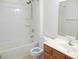 Bathroom featuring a shower/tub combination, toilet, vanity and sink at 5490 Floating Flower Ave, Las Vegas, NV 89139