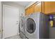 Convenient laundry room featuring modern appliances and ample cabinet space at 6316 Canyon Ridge Dr, Las Vegas, NV 89108