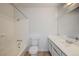 Bathroom featuring a shower-tub, white cabinets, and a ceramic tile floor at 2333 Wooster Cir # B, Las Vegas, NV 89108