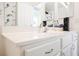 Bathroom featuring a modern vanity with a sink and storage space, with updated fixtures and fittings at 10448 Niagara Falls Ln, Las Vegas, NV 89144