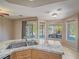 Kitchen showcasing a stainless steel sink, granite countertops, and backyard views at 1402 Bareback Ct, Henderson, NV 89014