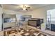 bedroom with two bunk beds, ceiling fan and large area rug at 3491 Bankside Dr, Las Vegas, NV 89129