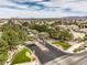 Scenic view of a welcoming neighborhood entrance with palm trees and lush landscaping at 4045 Abernethy Forest Pl, Las Vegas, NV 89141
