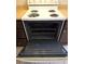 A close-up view of a white electric range and oven at 4368 Vornsand Dr, Las Vegas, NV 89115
