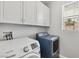 Well-lit laundry room features modern appliances and ample storage cabinets at 1080 Via Saint Lucia Pl, Henderson, NV 89011