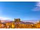 Scenic view of the mountains and palm trees from the rooftop of the community at dusk at 11342 Winter Cottage Pl, Las Vegas, NV 89135
