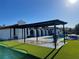 Well-maintained backyard with artificial turf, a covered patio, and a sparkling pool at 1780 Westwind Rd, Las Vegas, NV 89146
