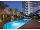Exterior shot of the pool area with a sleek design and views of The Martin building at 4471 Dean Martin Dr # 1105, Las Vegas, NV 89103