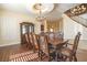 Formal dining room with chandelier, hardwood floors, and custom china cabinet at 861 Majestic Ridge Ct, Henderson, NV 89052