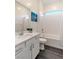 Bathroom featuring a shower-tub combo and a white vanity with modern fixtures at 924 Mayfield Manor Ln, Las Vegas, NV 89138