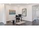 Office space with modern desk setup and contemporary artwork, great for work from home at 924 Mayfield Manor Ln, Las Vegas, NV 89138