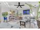 Cozy living room with a comfortable gray sectional, stylish decor, and lush indoor plants at 10415 Scarpa St, Las Vegas, NV 89178