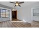 Bedroom with ceiling fan, and built-in bookcase at 519 Cayuga Ct, Boulder City, NV 89005