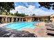 Swimming pool featuring lounge chairs and shaded cabana at 5965 Poplar Tree St, Las Vegas, NV 89148