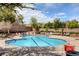 Swimming pool surrounded by lounge chairs and landscaping at 5965 Poplar Tree St, Las Vegas, NV 89148