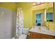 Bright bathroom featuring a shower-tub combo, and a single sink vanity at 8106 Buffalo Clan Ct, Las Vegas, NV 89131