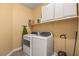 Laundry room featuring a washer, dryer, shelving, and overhead storage at 8106 Buffalo Clan Ct, Las Vegas, NV 89131