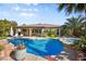 Outdoor living space featuring pool with spa and covered patio at 8145 Mountain Forest Ct, Las Vegas, NV 89129