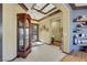 Welcoming foyer with decorative ceiling beams, tile flooring, and a charming entryway at 1564 Fieldbrook St, Henderson, NV 89052