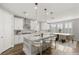 Stylish kitchen with white cabinets, marble counters, and a breakfast bar seating area at 2153 Havensight Ln, Henderson, NV 89052