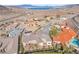 Aerial view of the backyard with desert landscaping at 379 Turquoise Ct, Boulder City, NV 89005