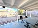 The backyard patio is fully covered and offers views of the gravel backyard at 470 Como Ct, Henderson, NV 89015