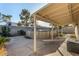 Covered patio area overlooking the above-ground pool in the backyard at 6717 Atwood Ave, Las Vegas, NV 89108