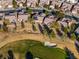 Aerial view of golf course community. Homes are well spaced apart and the golf course is lush and green at 7505 Chaffinch St, North Las Vegas, NV 89084