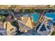 Aerial view of a property showcasing a pool, patio, and well-maintained landscaping at 1 Rising Sun Ct, Henderson, NV 89074