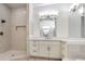 Modern bathroom with a walk-in shower, vanity, and sleek fixtures at 4664 Stuttgart St, Las Vegas, NV 89147