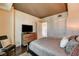 Bedroom with city views, dresser, closet, and comfortable quilted bed at 2700 Las Vegas Blvd # 4109, Las Vegas, NV 89109