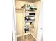 Linen closet with full shelves for storing towels and supplies at 3999 Delos Dr, Las Vegas, NV 89103