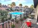 Community pool view from a private balcony at 3999 Delos Dr, Las Vegas, NV 89103