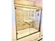 Tiled shower-tub combo with clear glass sliding doors and built-in shelf at 3999 Delos Dr, Las Vegas, NV 89103