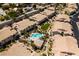 Birds-eye view of the community pool, gardens, and living spaces offers a vibrant and tranquil lifestyle at 7231 Indian Creek Ln # 204, Las Vegas, NV 89149