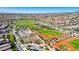 Community aerial view featuring baseball fields, basketball courts, and green spaces at 3049 Echoed Rondel Ln, Henderson, NV 89044