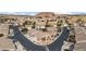 Overhead view of the neighborhood showcasing well-maintained homes and desert landscape at 344 Tuscany Cir, Mesquite, NV 89027