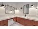 Modern bathroom featuring dual sinks, spacious counter and vanity, and hexagonal tile floor at 3731 Caesars Cir, Las Vegas, NV 89120