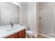 Bathroom with tile floor, shower, and modern vanity at 4740 Killington St, Las Vegas, NV 89129