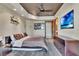 Stylish bedroom featuring animal theme decor, unique ceiling design, and a modern entertainment system at 9103 Alta Dr # 1502, Las Vegas, NV 89145