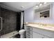 Bathroom featuring a shower, toilet, and vanity with decorative countertops at 378 Colleen Ct # G, Mesquite, NV 89027