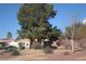 Landscaped front yard with mature trees and desert foliage creates a welcoming curb appeal at 7515 Splashing Rock Dr, Las Vegas, NV 89131