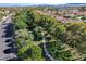 Aerial view of the lush green park, located near neighborhood homes at 1420 Ibizo St, Las Vegas, NV 89117