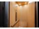 Interior view of a residential elevator with wood paneling, a handrail, and control panel at 38 Promenade Isle Ln, Henderson, NV 89011